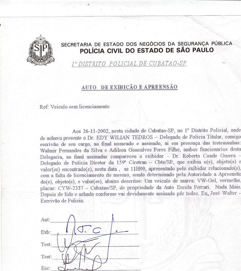 VEÍCULO DE INSTRUÇÃO SEM LICENCIAMENTO