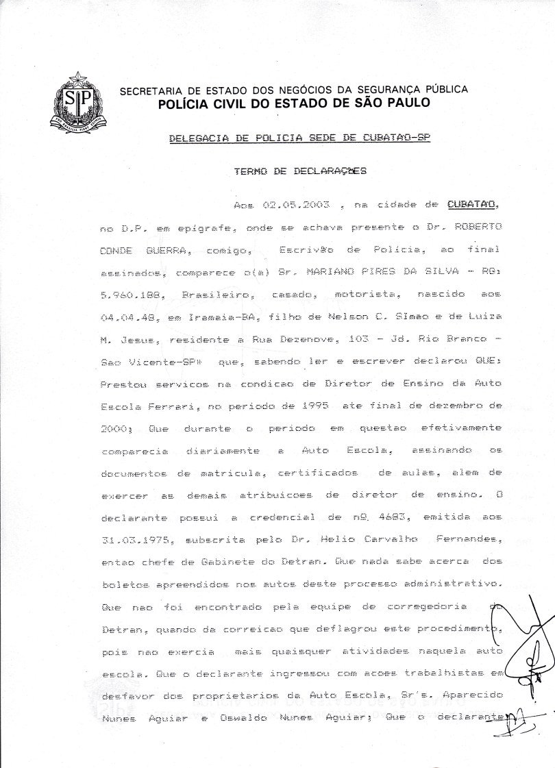 declarações mariano