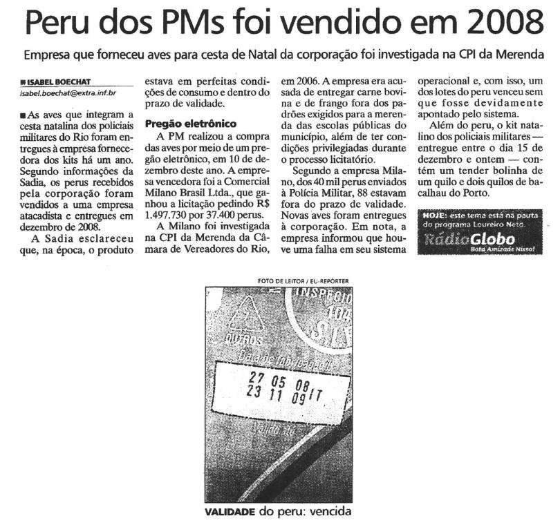 PERU DA PM FOI VENDIDO HÁ MAIS DE UM ANO 